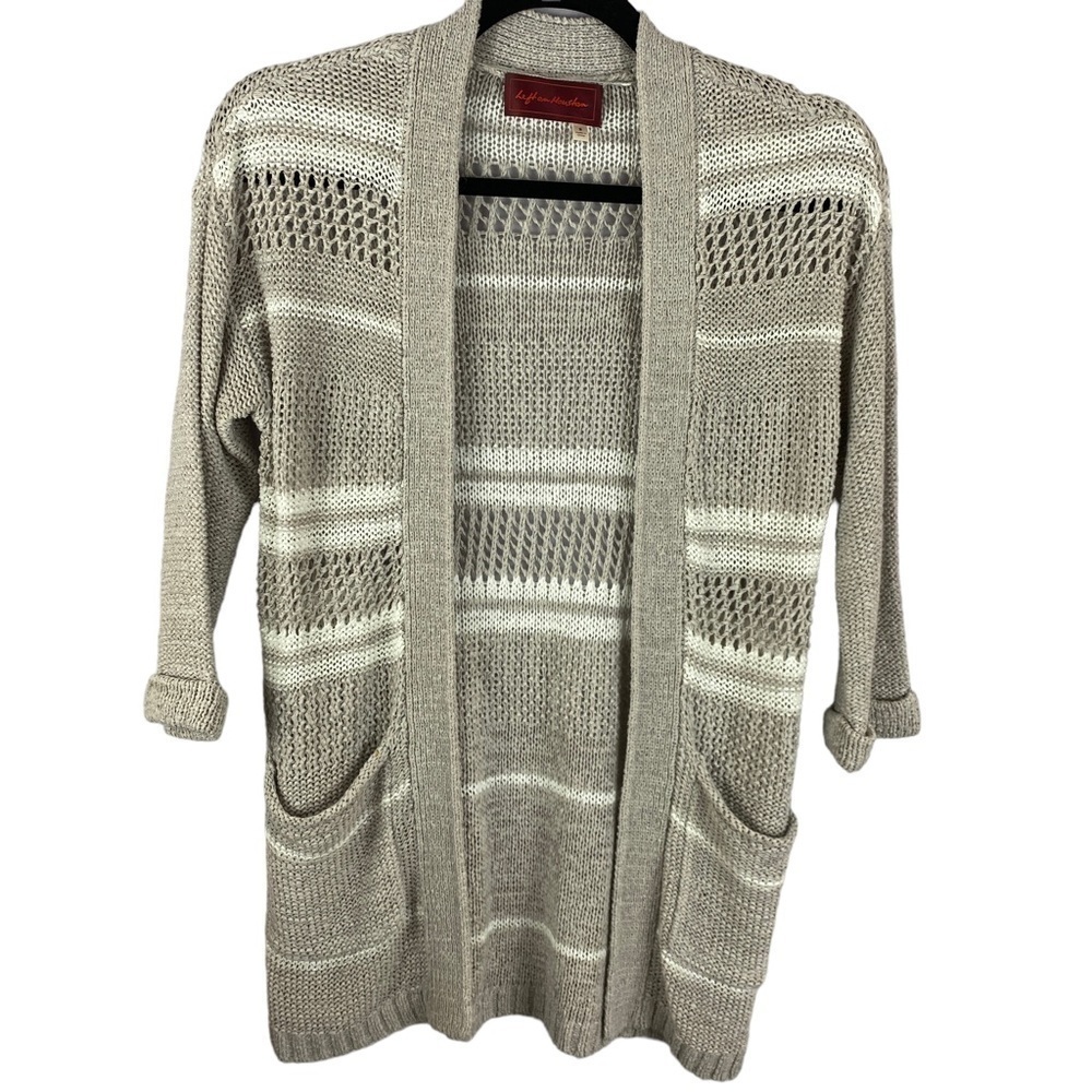 ✨3/$21✨ Left On Houston Knit Cardigan Open Front Beige Small
